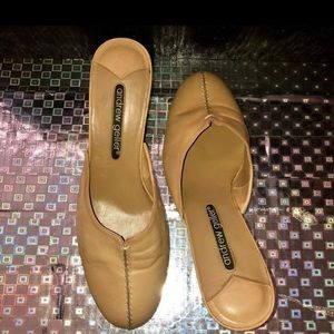 Andrew Gellar Tan Leather Slippers